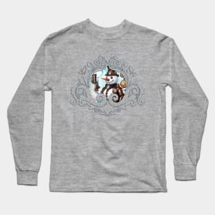 Snowman in Time! Steampunk Snowman Brings Winter Wonderland to Life Long Sleeve T-Shirt